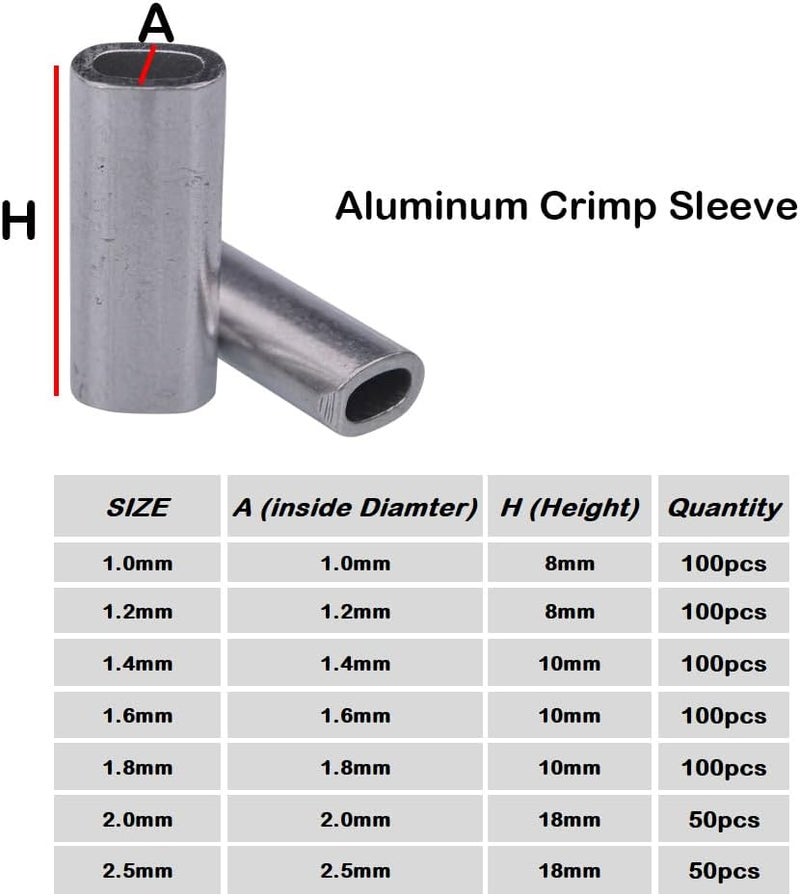 Laxygo 50-100pcs Oval Single Aluminum Crimp Sleeves Fishing Line Connectors Single Barrel Crimp Sleeve Kit - Image 2